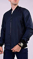 Чоловічий бомбер куртка демі темно-синій з плащівки 46(Л)
