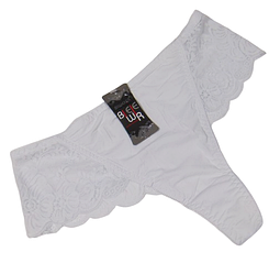 Стринги високі з мереживом із боків XL білі Biweier 1001