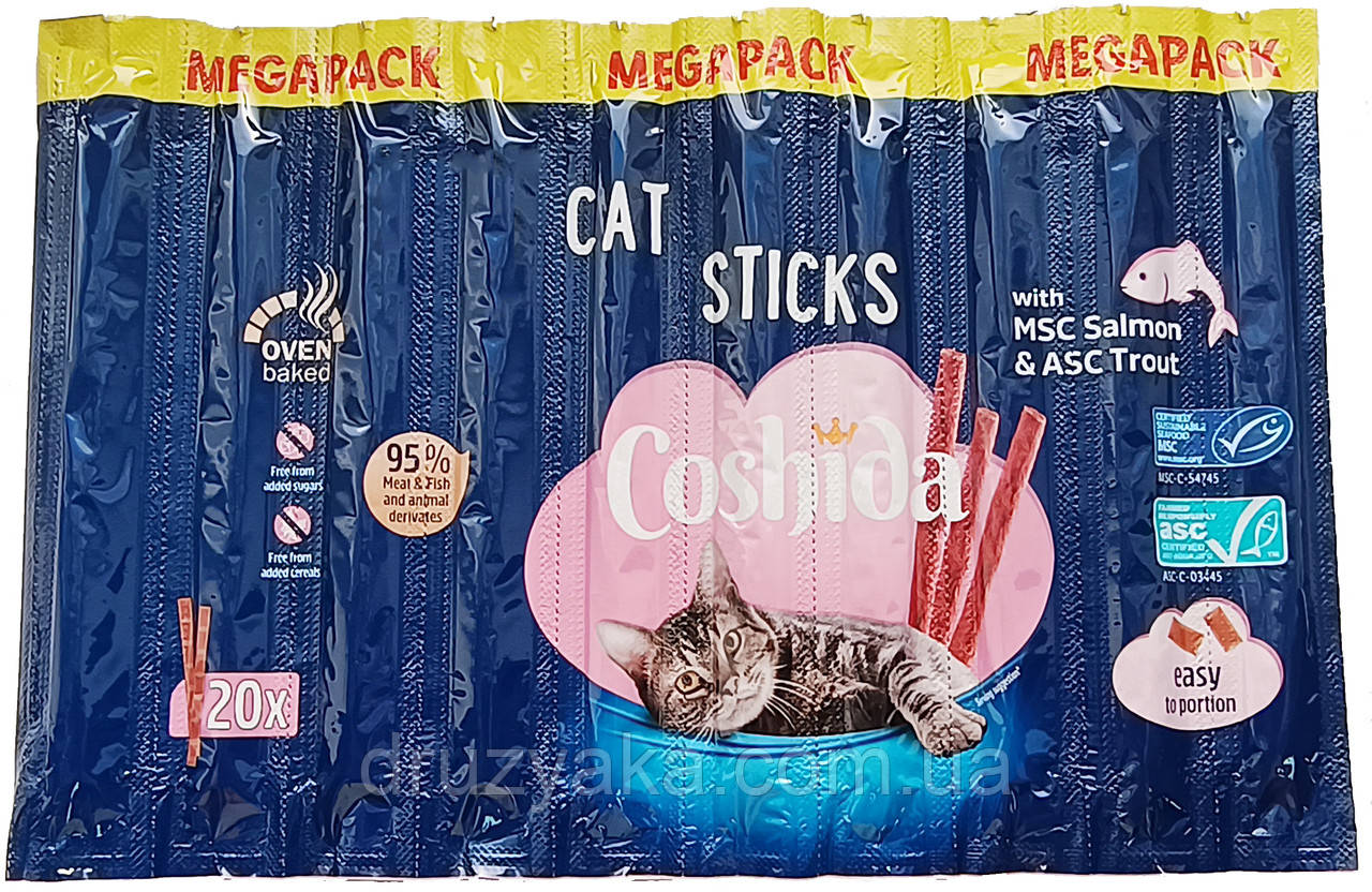Ласощі для дорослих котів Coshida з лососем (10 паличок), фото 1