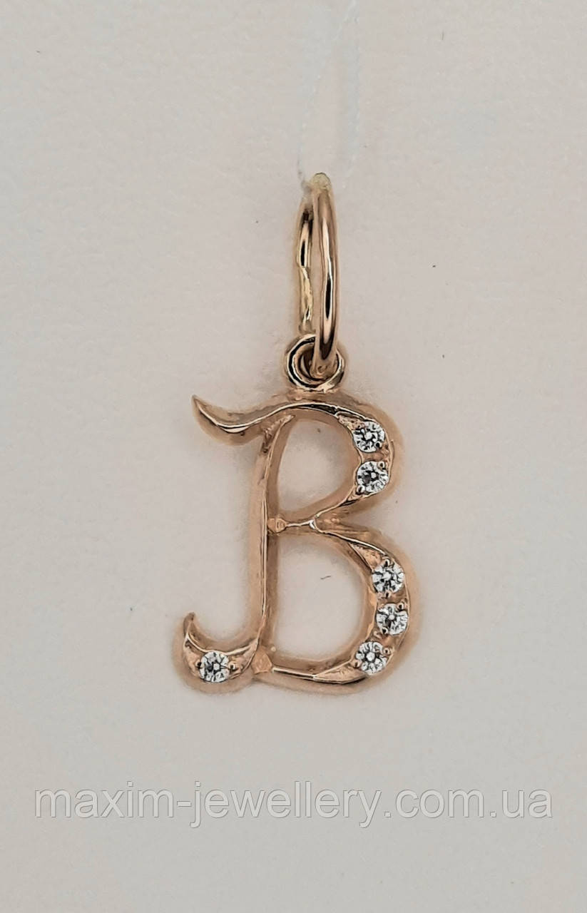Золота підвіска у формі літери «В», фото 1