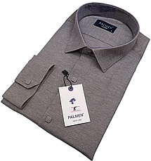 Чоловічі сорочки на кнопках Palmen vd-0005 класичні однотонні, сорочка чоловіча бежева ошатна стильна Туреччина, фото 3