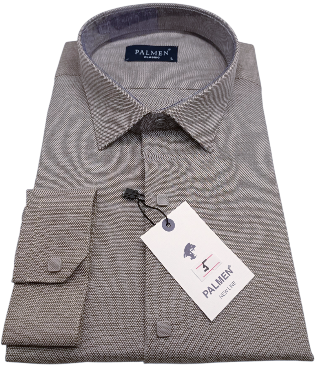Чоловічі сорочки на кнопках Palmen vd-0005 класичні однотонні, сорочка чоловіча бежева ошатна стильна Туреччина