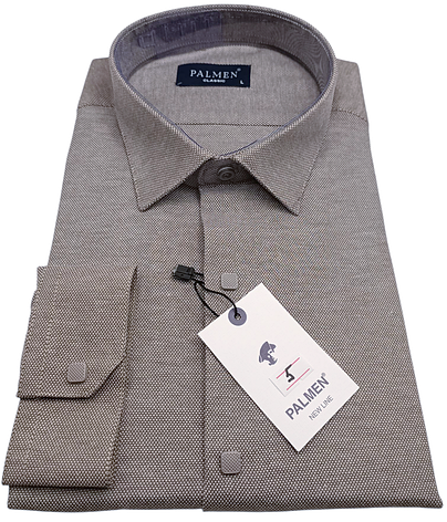 Чоловічі сорочки на кнопках Palmen vd-0005 класичні однотонні, сорочка чоловіча бежева ошатна стильна Туреччина, фото 1