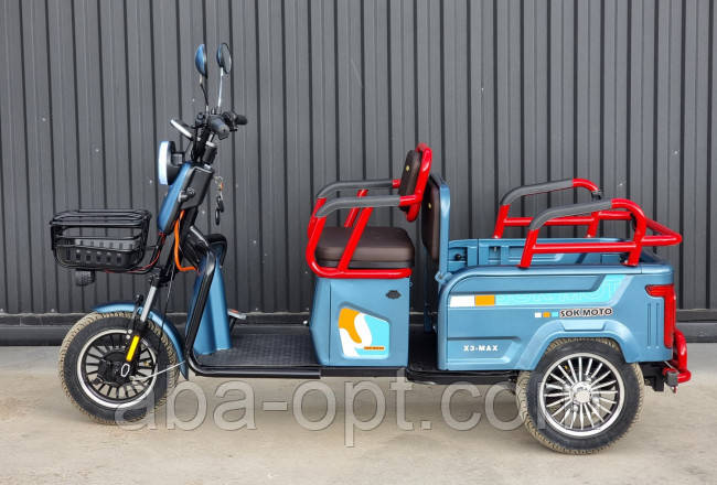 Електричний трицикл з кузовом SOK X3 МАХ 2000W-72V-28Ah шини 10" купити в інтернет-магазині, фото 1