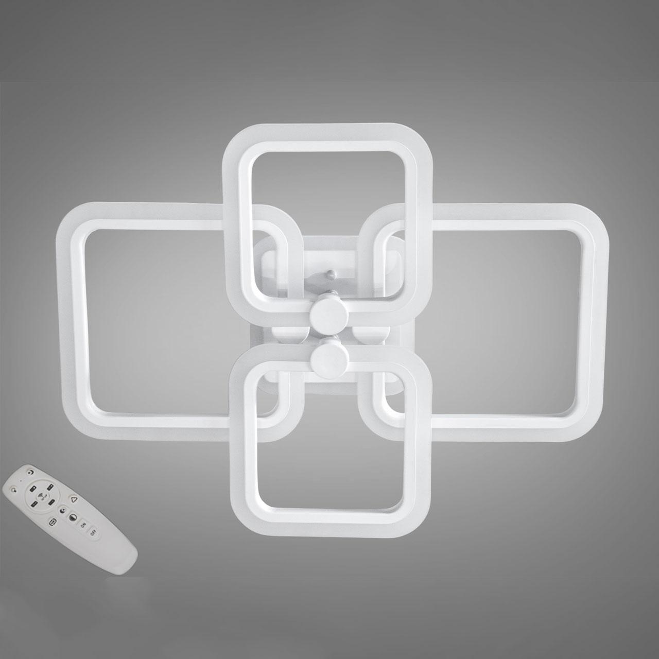 Світлодіодна люстра 70 Вт з підсвічуванням основи та пультом д/к колір каркасу білий D-A9319/4WH LED 3color, фото 1