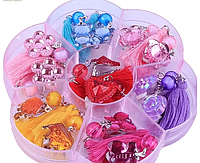 Набір 7пар дитячі кліпси сережки (без проколювання) органайзер корона квітка