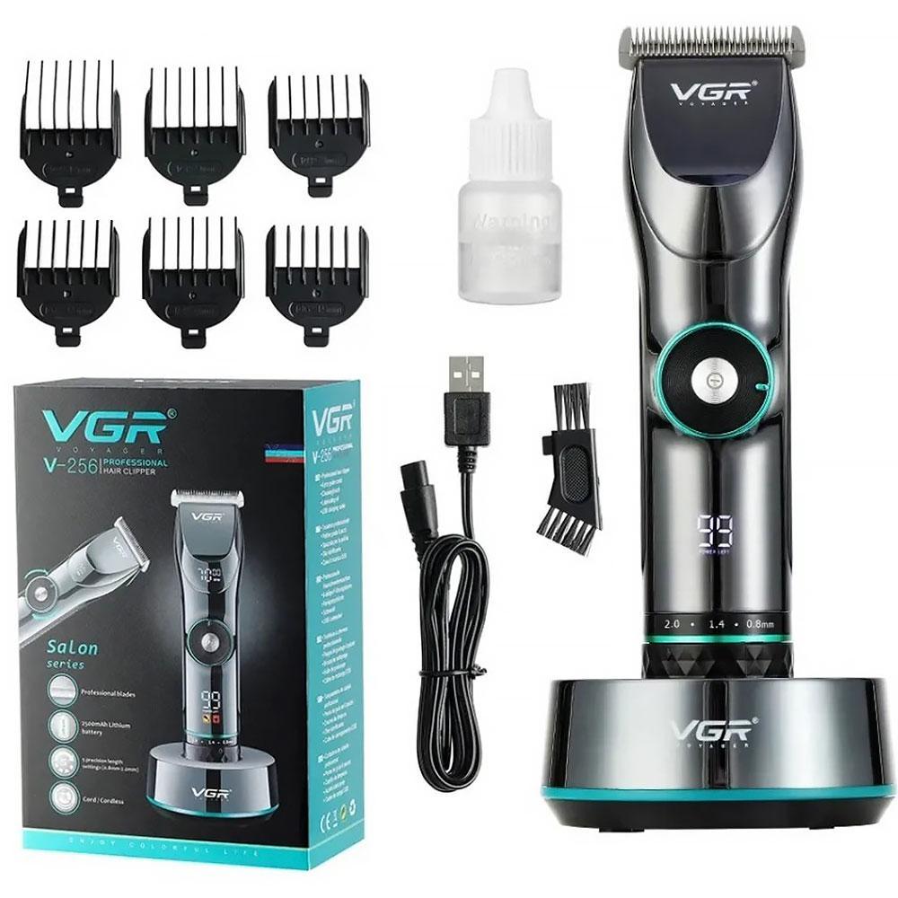 Професійна машинка для стриження волосся VGR V 256 з 6 насадками акумуляторний чоловічий тример для барберів, фото 1