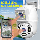 Подвійна камера WiFi V380 вулична поворотна з нічним баченням бездротова система відеоспостереження, фото 5