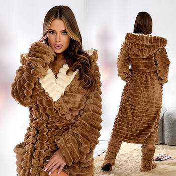 Жіночий м'який халат з капюшоном (р.42-48,50-54,56-60) Туреччина