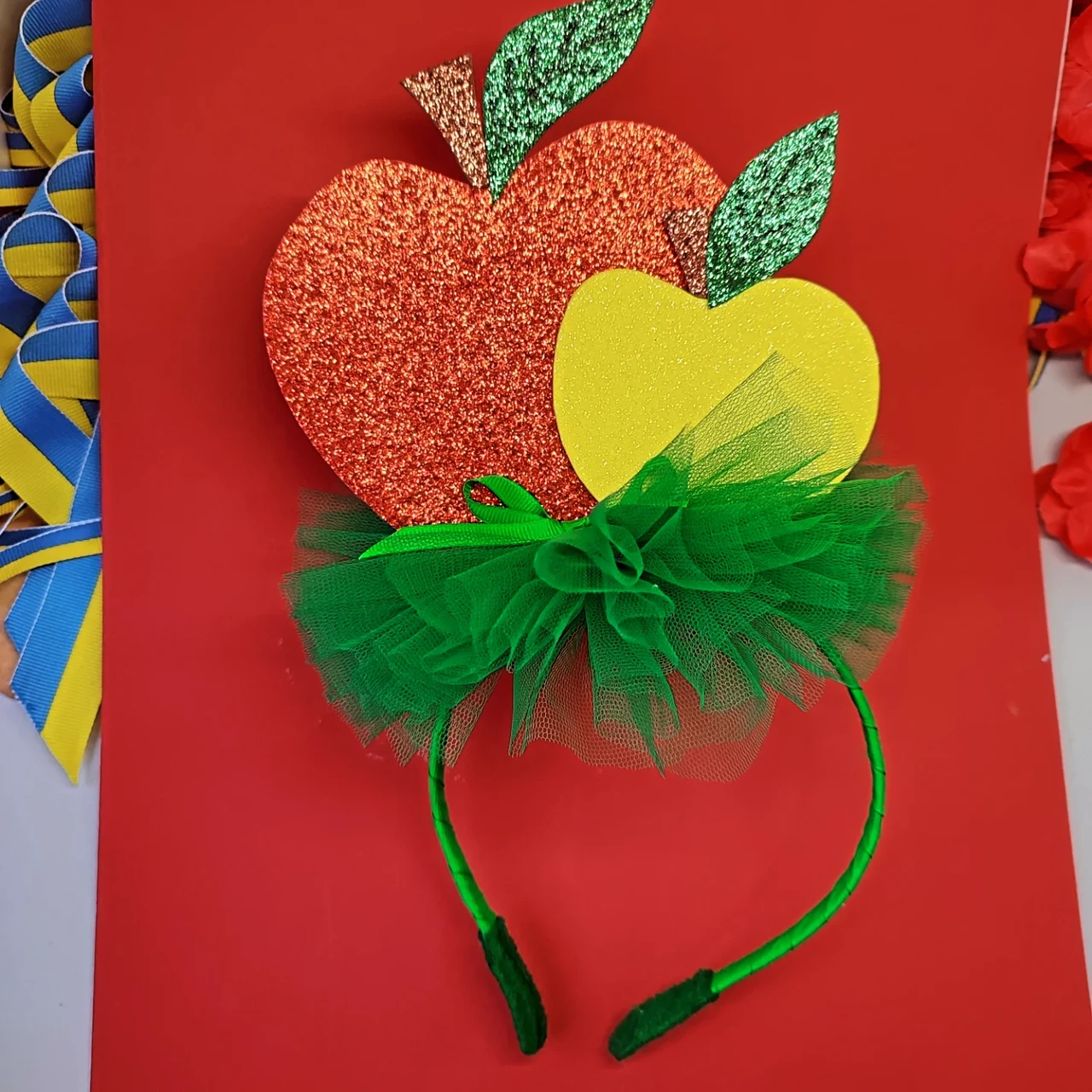 Обруч Яблуко Ободок Яблуко Обідок Яблоко Яблучка Яблучко Осінній обруч Осінь Свято осені карнавальні костюми, фото 1