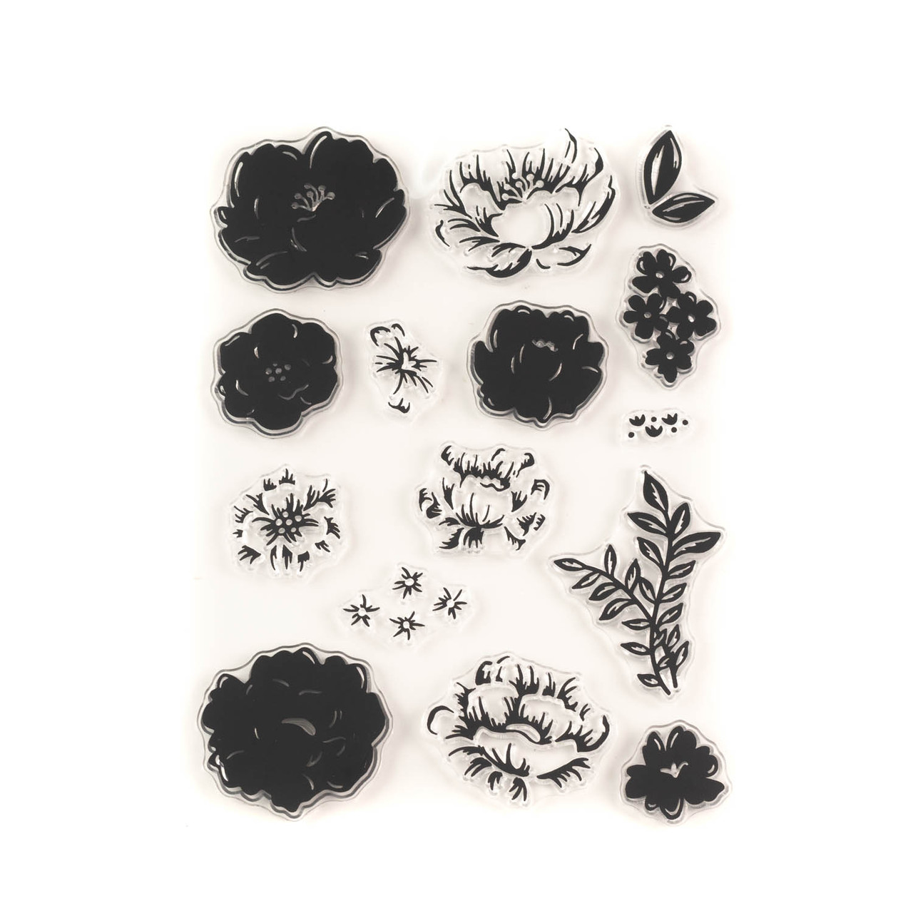 Набір силіконових штампів та ножів для скрапбукінгу Піони NSH003, фото 1