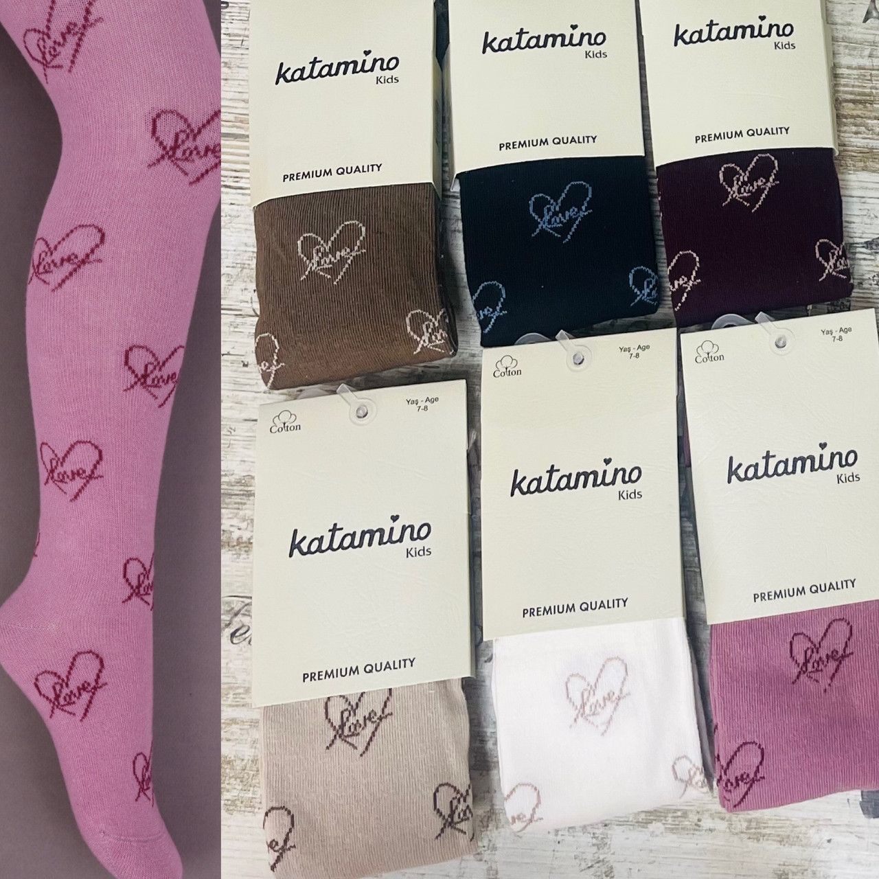 Бавовняні колготки для дівчаток із написами Love, фото 1