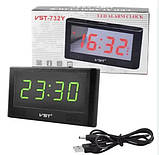 Годинник мережевий настільний цифровий VST-732Y від мережі 220 V з підсвіткою на стіл для дому з будильником, фото 3