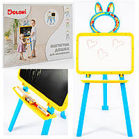 Дошка для малювання магнітна 2-стороння, мольберт DOLONI Жовто-блакитна 013777/1