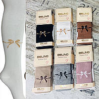 Однотонні колготки для дівчаток із малюнком Бантик