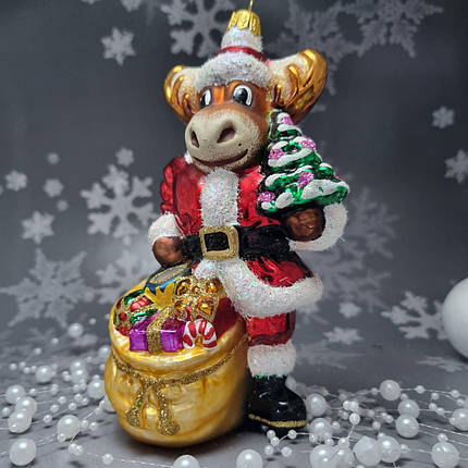 Скляна ялинкова прикраса Лось у костюмі Санти Impuls. асортимент як Irena, Komozja, фото 1