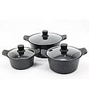 Набір каструль 3 шт( 2,6л,4,5л.,6,7л.)з мармуровим покриттям