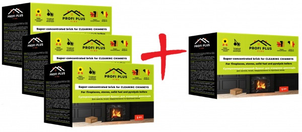 АКЦІЯ 3+1 Суперконцентрований брикет для очищення димоходів "Profi Plus" Fire, фото 1