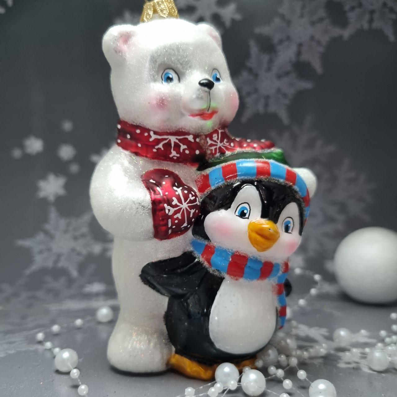 Скляна ялинкова прикраса Білий ведмідь та пінгвін Impuls. асортимент як Irena, Komozja