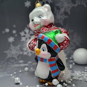 Скляна ялинкова прикраса Білий ведмідь та пінгвін Impuls. асортимент як Irena, Komozja, фото 2