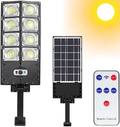 Акумуляторний вуличний світильник SSL W789A-4 — автономний LED-ліхтар на сонячній батареї з PIR-датчиком руху та пультом керування, фото 1