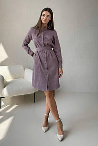 Сукня сорочка жіноча вельветова на кнопках сливова 3742-06
