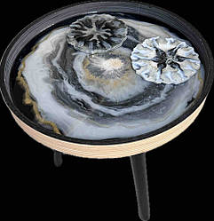 Дизайнерський столик + 2 підсклянники у подарунковій коробці - Ексклюзивний комплект з епоксидної смоли