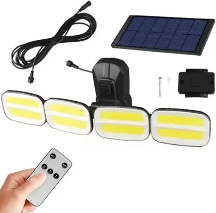 Вуличний ліхтар-прожектор BL KXK 601 Solar 240LED на сонячній батареї з датчиком руху та пультом ДК, автономне освітлення, фото 1