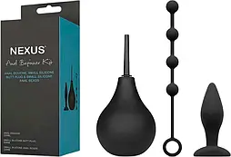 Набір новачка для анальної стимуляції Nexus ANAL BEGINNER KIT, спринцівка, анальне намисто і пробка, мед силікон