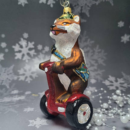 Скляна ялинкова прикраса Лисиця на сігвеї самокаті Impuls. асортимент як Irena, Komozja, фото 1