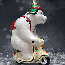 Скляна ялинкова прикраса Білий ведмідь на скутері Impuls. асортимент як Irena, Komozja, фото 4