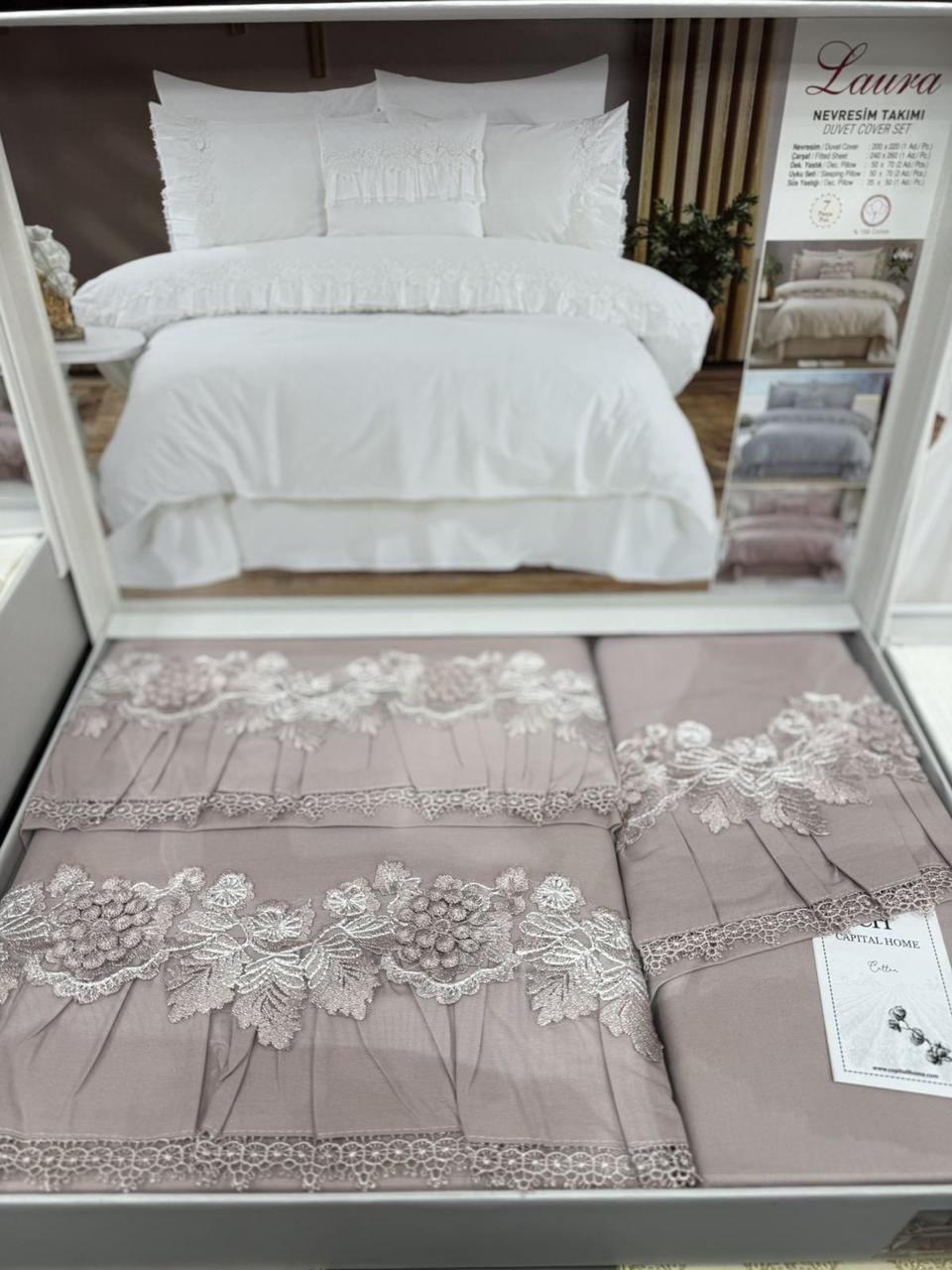 Постільна білизна з ранфорсу Capital Home євро розмір 200 на 220 см Lila, фото 1