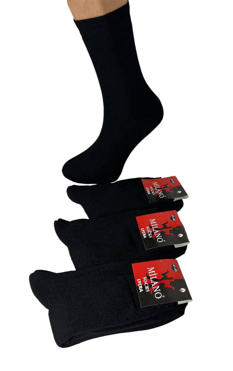 Шкарпетки чоловічі 12 пар зимові махрові бавовна Milano розмір 41-45 чорні