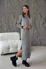 Сукня жіноча довга трикотажна повсякденна з довгим рукавом чорна 3730-03