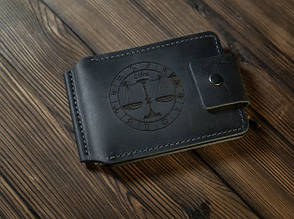 Чоловічий шкіряний гаманець із затискачем для купюр з індивідуальним гравіюванням