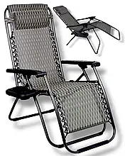 Крісло шезлонг для відпочинку Leobro Zero Gravity до 120 кг з підстаканником, візерунок