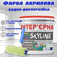 Фарба акрилова водно-дисперсійна інтер'єрна Біла емаль для внутрішніх робіт стін стелі ємульсійна SkyLine 1,4 кг