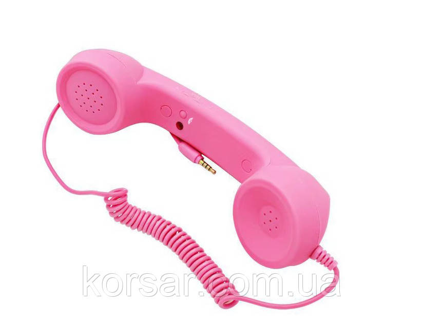 Телефонна ретро трубка, гарнітура для мобільного телефона, смартфона, роз'єм 3,5 Jack NEO STAR Pink, фото 1