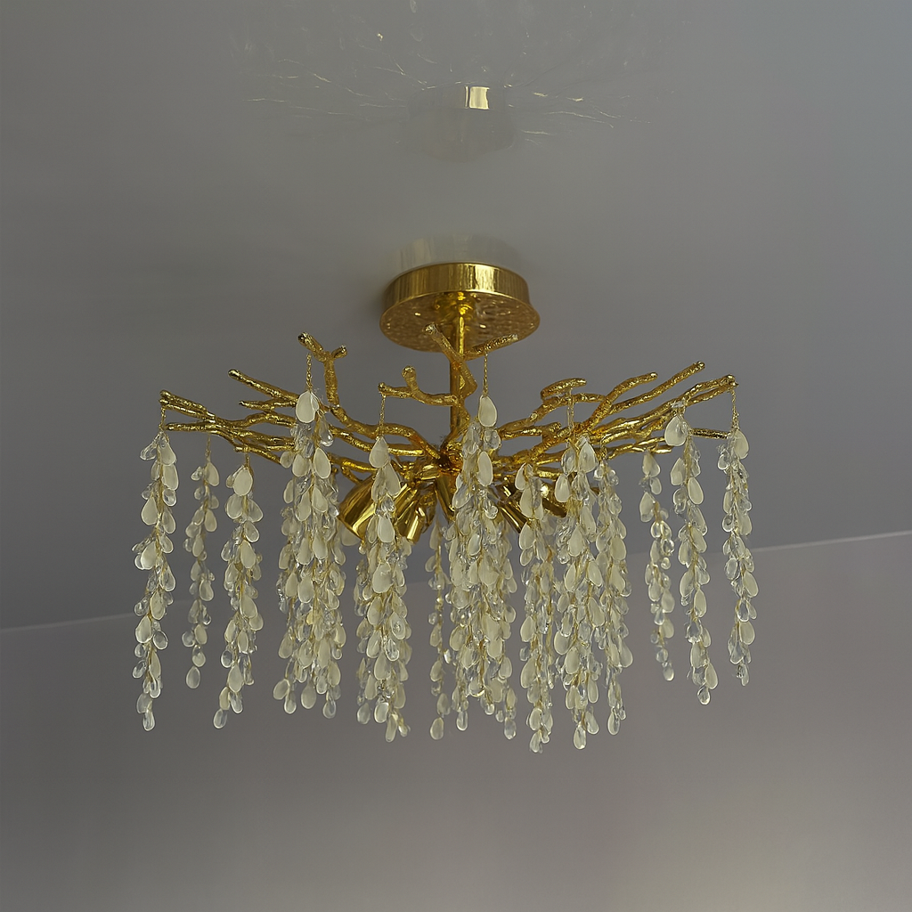 Пристельова люстра з підвісками Linisoln цоколь E14 ламп 6 шт колір Золотистий 8077-500 С, фото 1