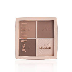 Палетка контуринг та хайлайтер Neverti ILLUSION MIX NP208 - 001 (4*3,5g)