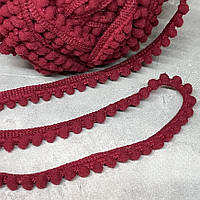 Стрічка з міні-помпонами, колір-бордовий, арт 08727, 1 метр, Бордовий