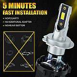 LED лампи Aileo H7 80w 18000lm (комплект 2шт) для ближнього, дальнього та протитуманок (Біле світло), фото 6