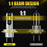 LED лампи Aileo H7 80w 18000lm (комплект 2шт) для ближнього, дальнього та протитуманок (Біле світло), фото 7
