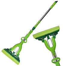 Універсальна швабра з віджимом та губкою, телескопічна ручка 54–83 см, Зелений (DRK)