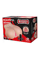 Мастурбатор 3D з вібрацією Dream Тoys RealStuff з двома отворами, бежевий