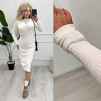 Женское теплое платье с длинным рукавом