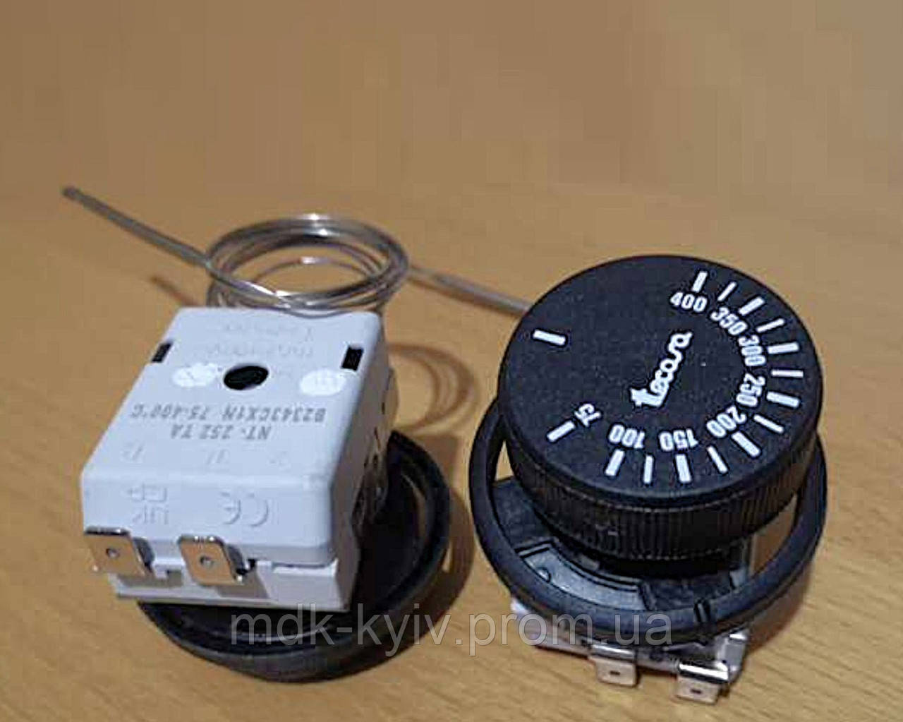 NT75-400 — Термостат капілярний 1-полюсний, до 400°C для піца-печі, 25А, 250V, Lc=850мм, Іспанія/Туреччина, фото 1