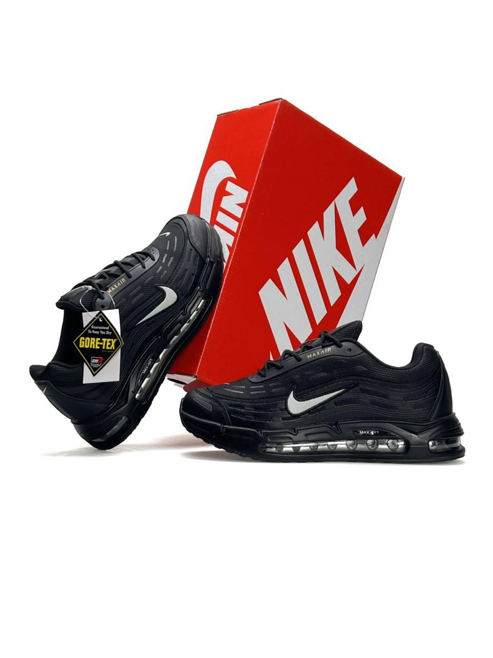 Чоловічі термо кросівки Nike Air Max TL 2.5 GTX Black White, кеди Найк текстиль шкіра чорні. Чоловіче взуття, фото 1