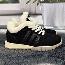 Кросівки жіночі зимові на хутрі Ailaifa чорні замшеві 8165, фото 4