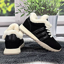 Кросівки жіночі зимові на хутрі Ailaifa чорні замшеві 8165, фото 5